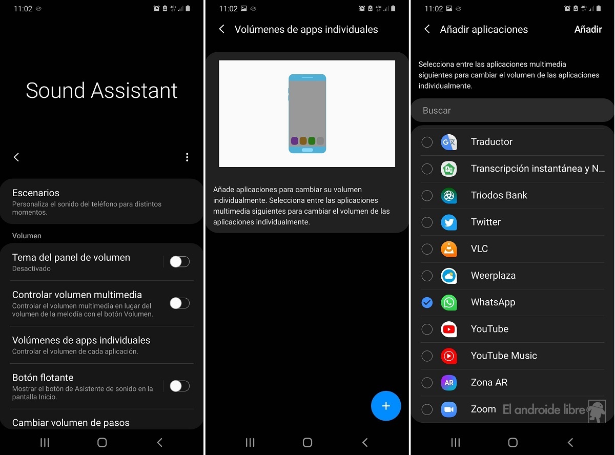 Samsung Sound Assistant volumen app individual
