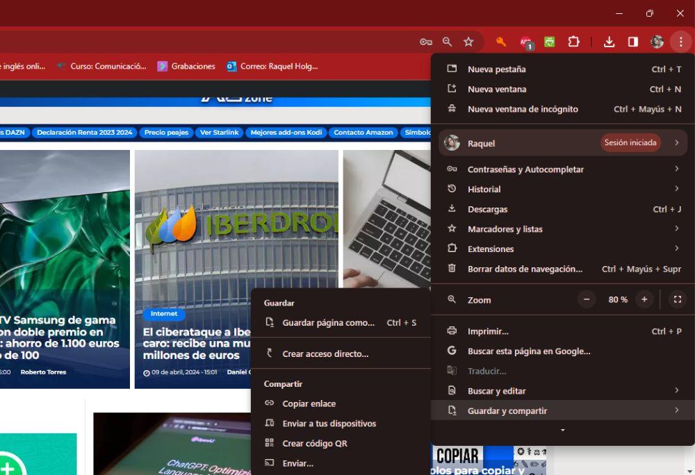 guardar y compartir chrome