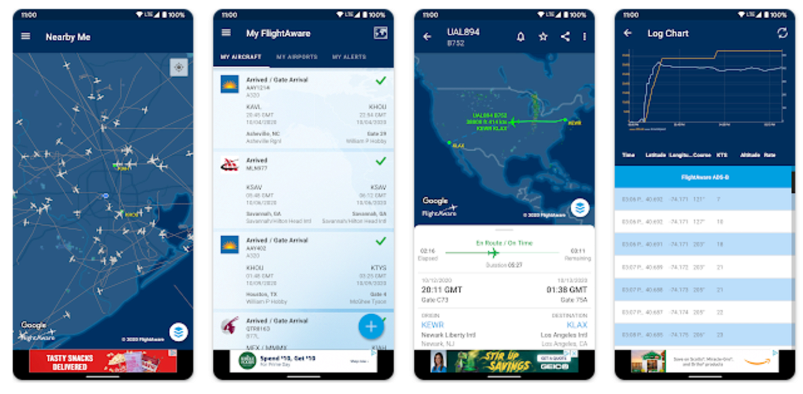 Capturas de pantalla de la app Flightaware