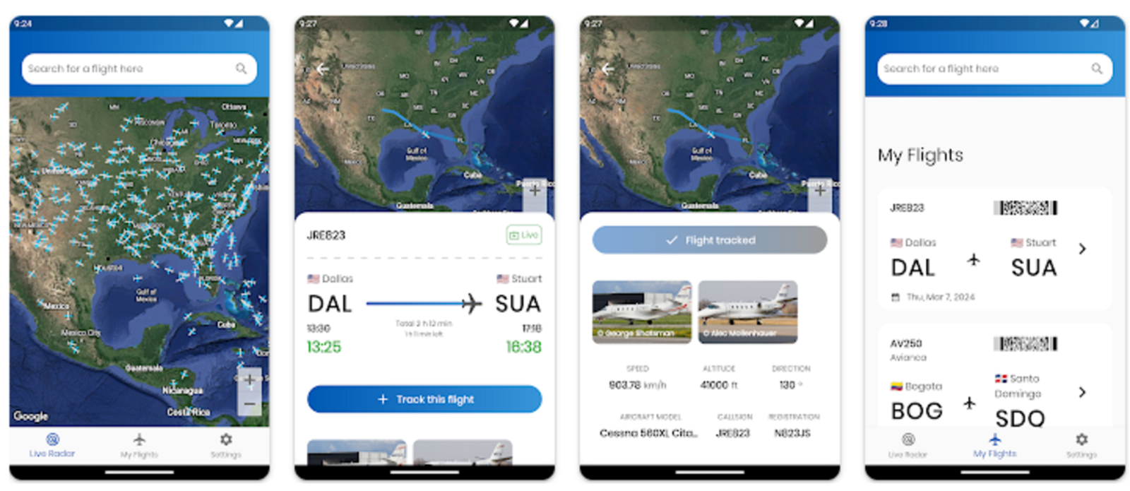 Capturas de la app Flight Radar and Flight Tracker